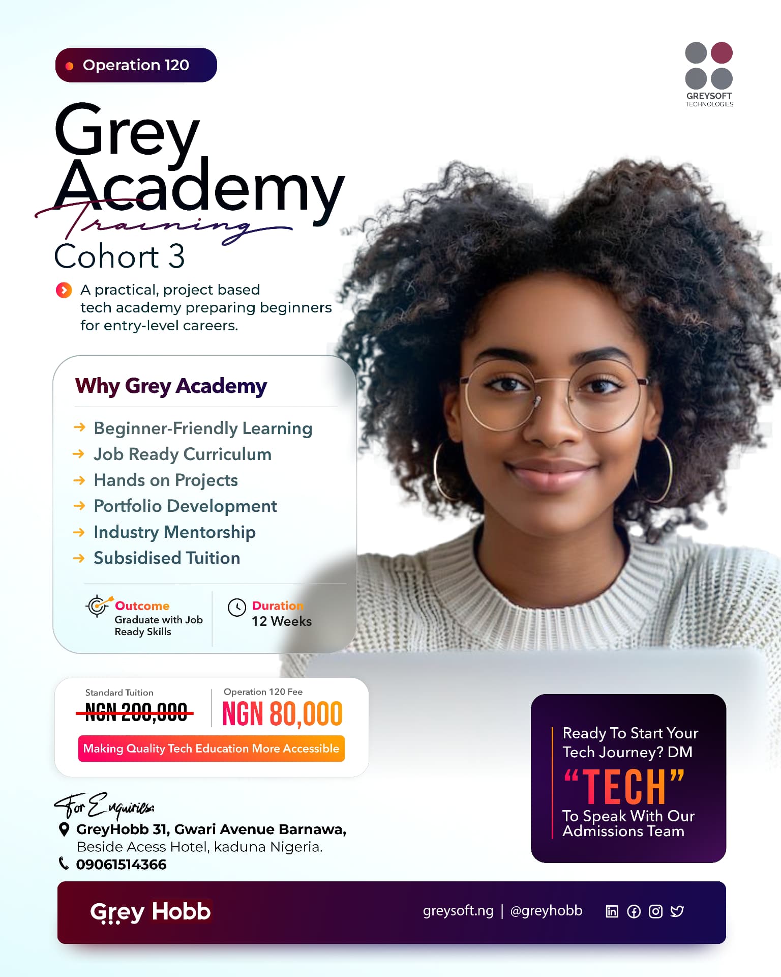 Grey Academy Training Cohort 3: Operation 120 Flyer