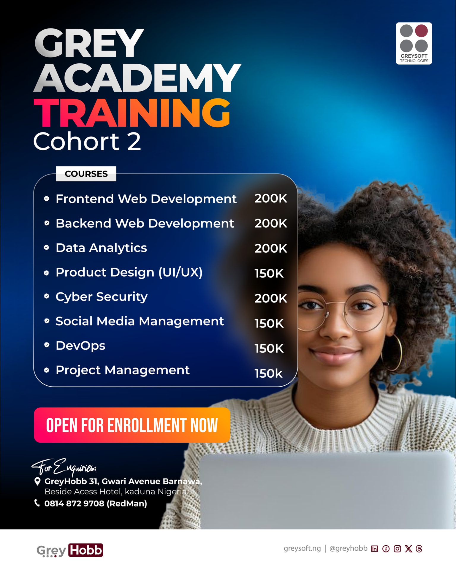 Grey Academy Training Cohort 2: Flyer